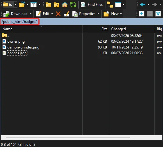 Files in the badge folder in SFTP